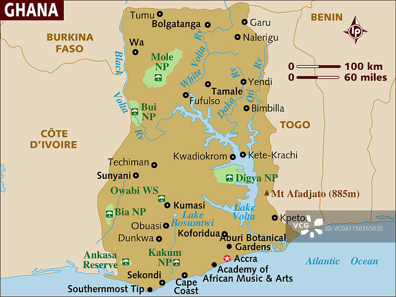 加纳的地图。图片素材