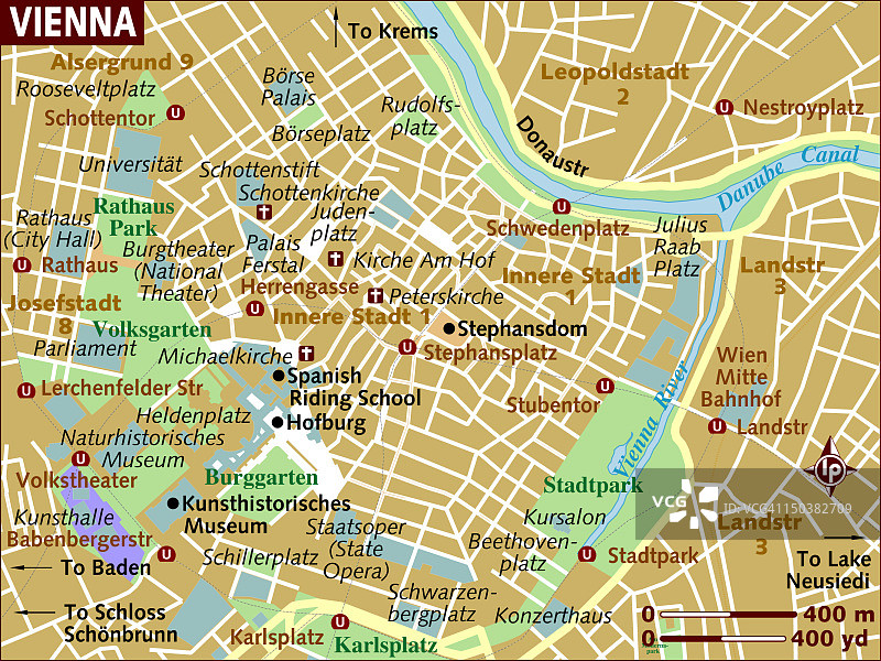 维也纳的地图。图片素材
