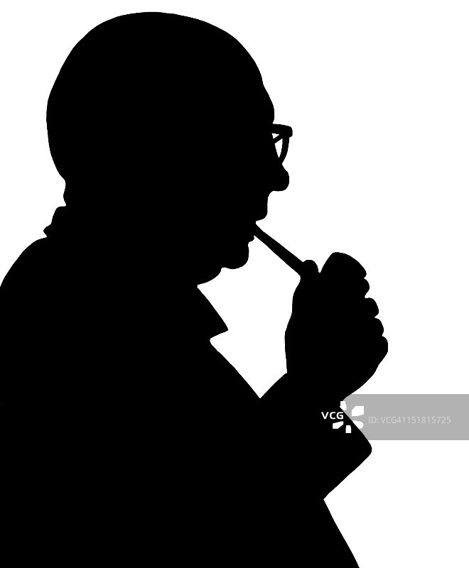 抽烟斗的男人的剪影图片素材
