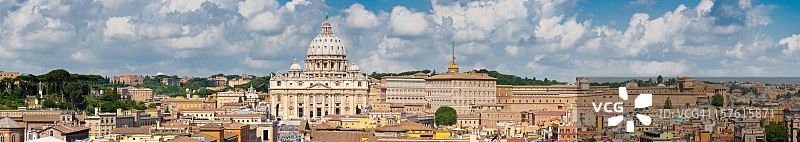 罗马圣彼得大教堂梵蒂冈全景意大利图片素材