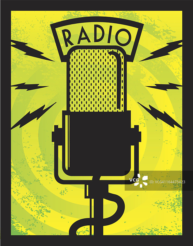 黄色背景上的无线电麦克风插图图片素材