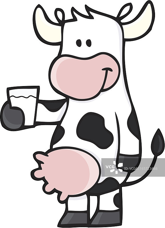 奶牛和一杯牛奶图片素材