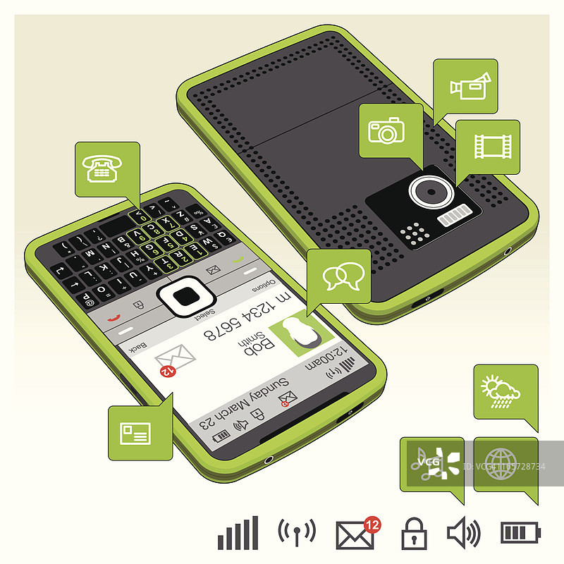 移动/手机功能-智能手机绿色图片素材