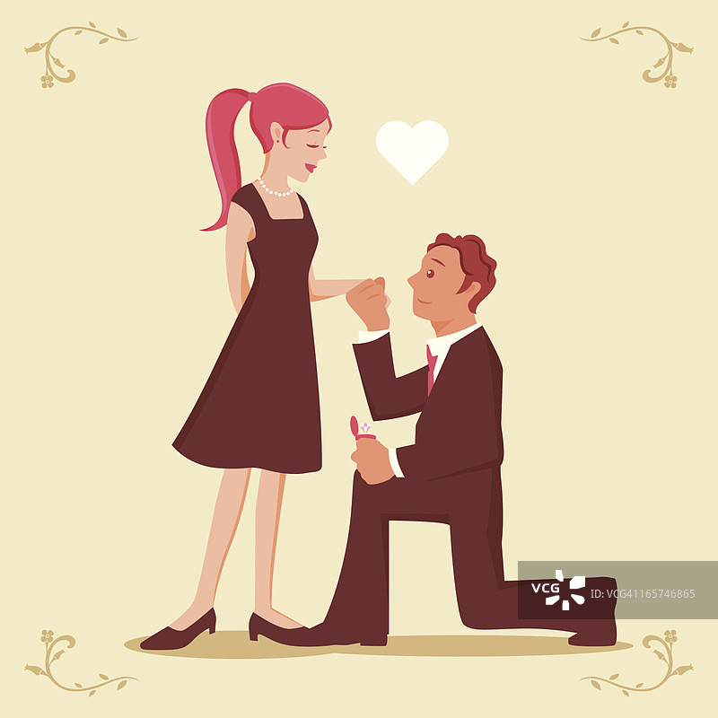 男人单膝向女人求婚图片素材