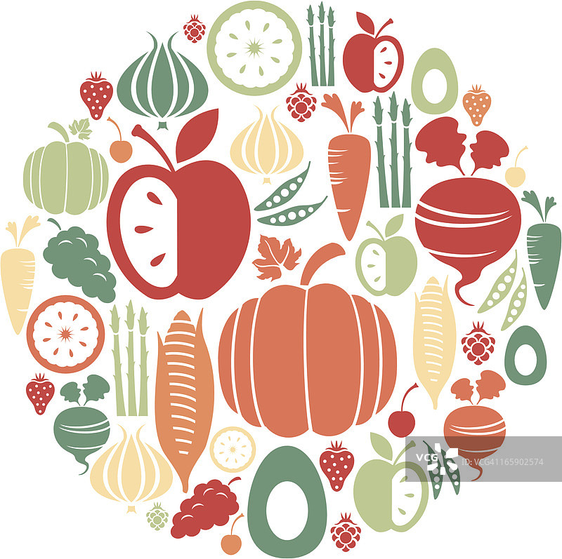 水果和蔬菜图标设置图片素材