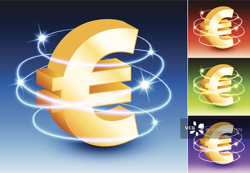 抽象灯光背景上的欧元符号图片素材
