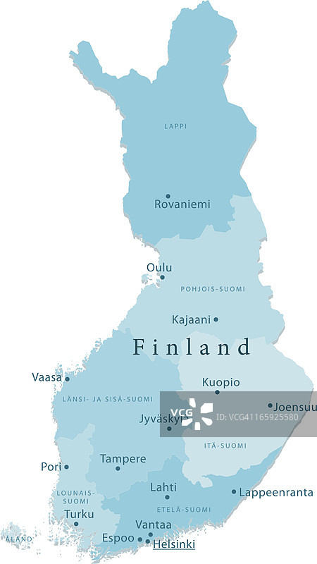 芬兰矢量地图区域隔离图片素材