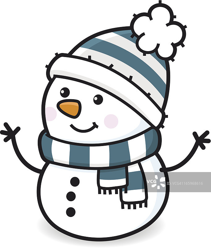 戴着围巾和帽子的快乐雪人图片素材