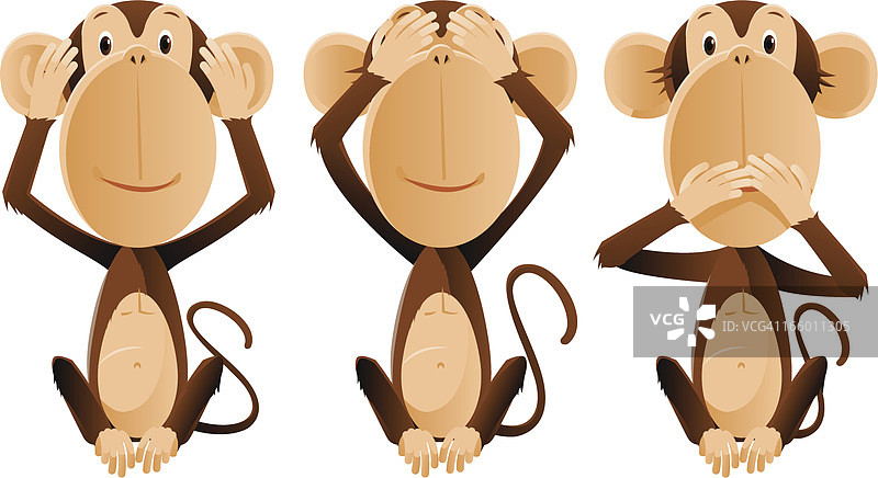 三个猴子图片素材
