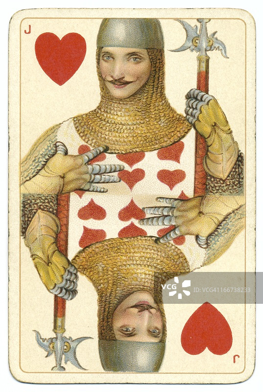 红心杰克原版莎士比亚古董唐多夫扑克牌图片素材