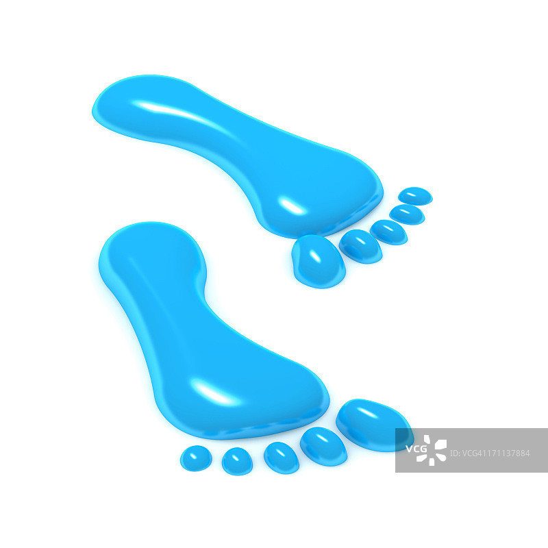 两个蓝色3D脚印的图形图片素材