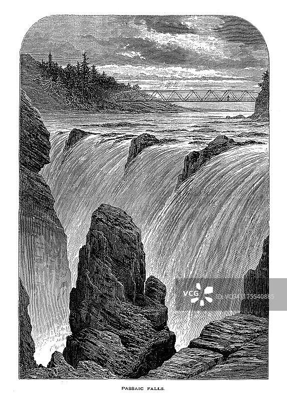新泽西州帕塞伊克河大瀑布图片素材