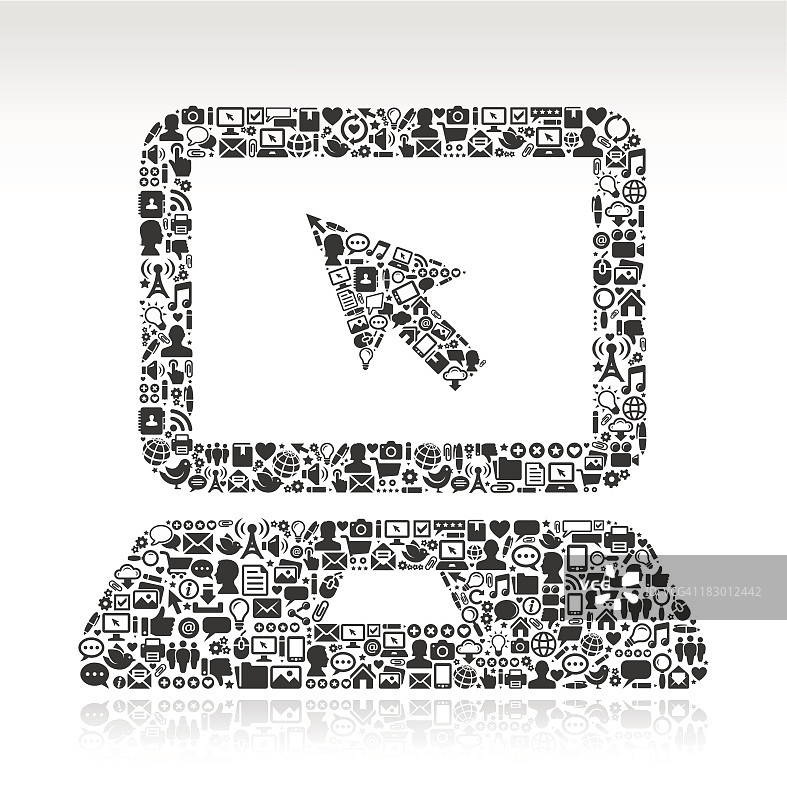 笔记本电脑与技术和互联网图标黑色和白色图标图片素材