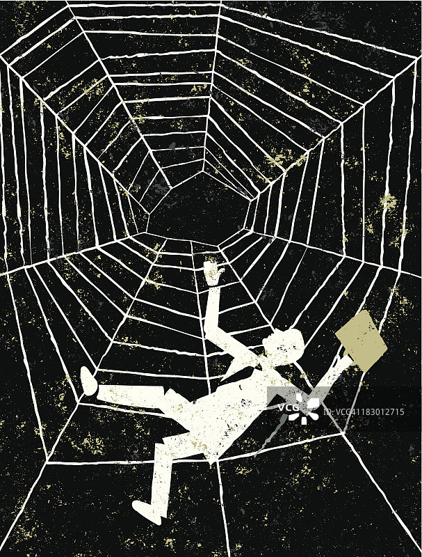 男人跌落的蜘蛛网图片素材