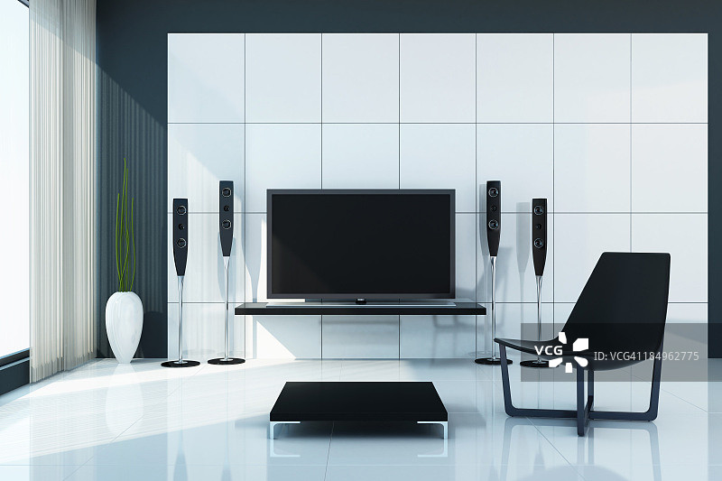 现代电视的房间图片素材