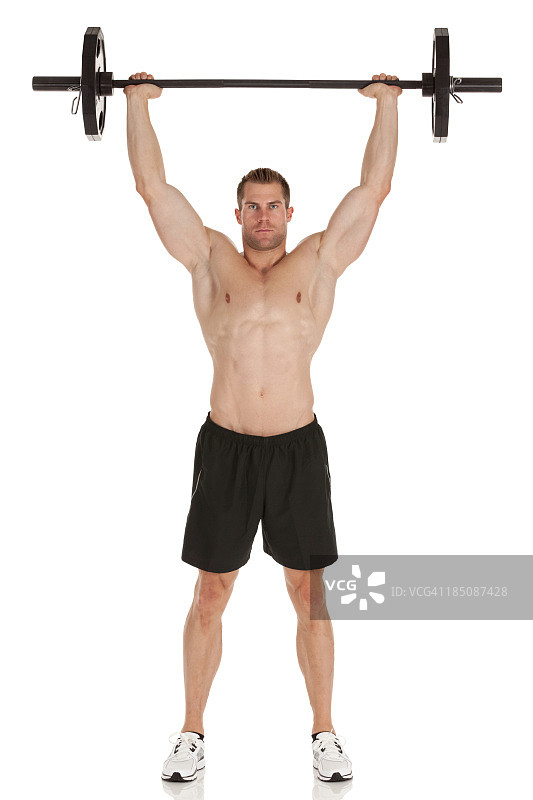 肌肉发达的男子举重图片素材