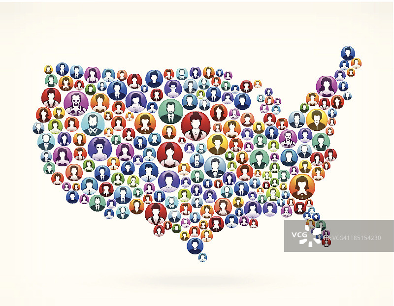 美国地图人物和社区矢量按钮图片素材