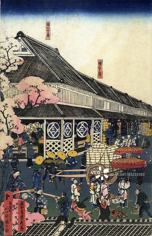 东京传统的日本木刻版画图片素材