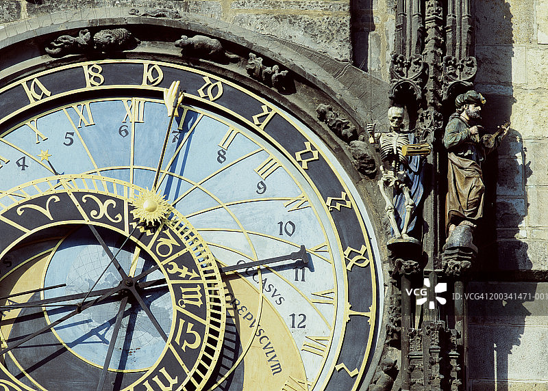 捷克共和国，布拉格，市政厅，天文钟面，特写图片素材