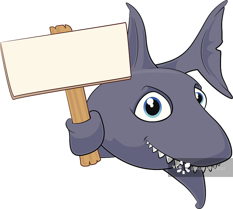 鲨鱼举着一个空白的牌子图片素材