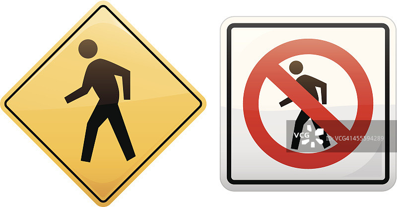 行走或禁止的标志图片素材