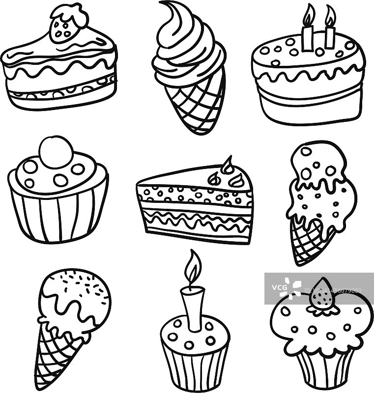 蛋糕系列在黑色和白色图片素材