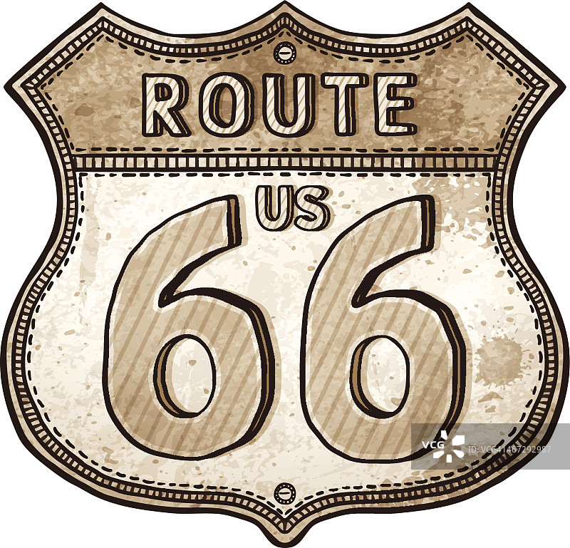 卡通美国公路盾- 66号公路路标图片素材