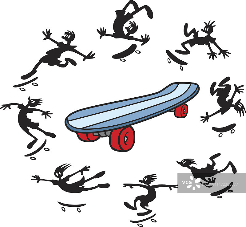 滑板的漫画图片素材
