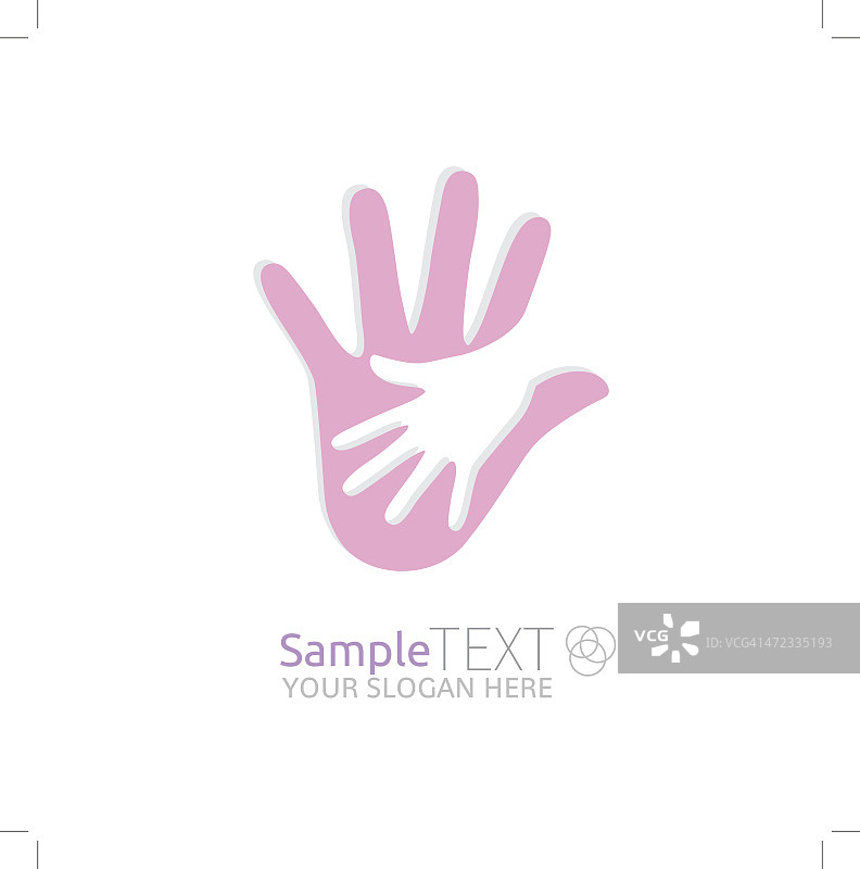 向量的粉红色和白色重叠的手图片素材