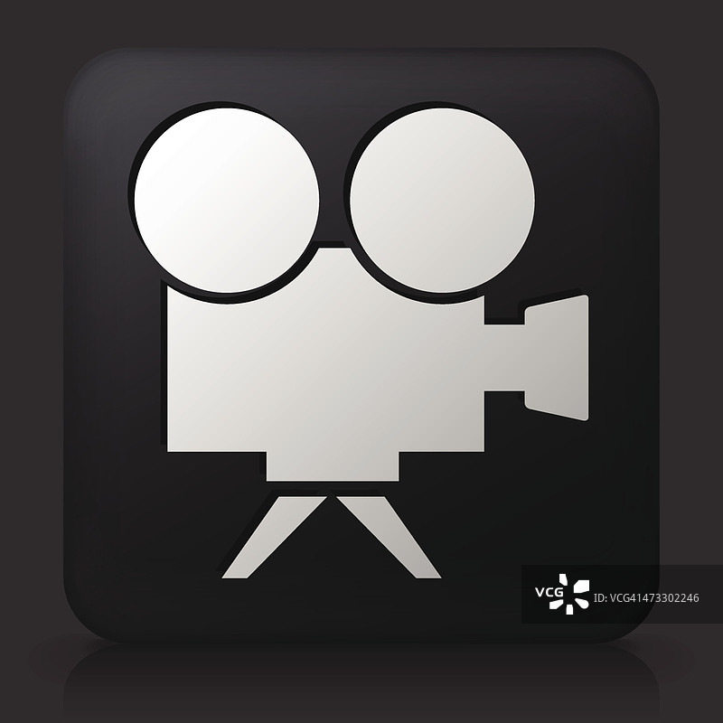黑色方形按钮与电影相机图标图片素材