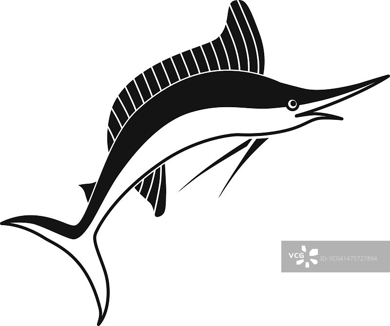 矢量跳跃马林鱼图标模板在黑色和白色图片素材