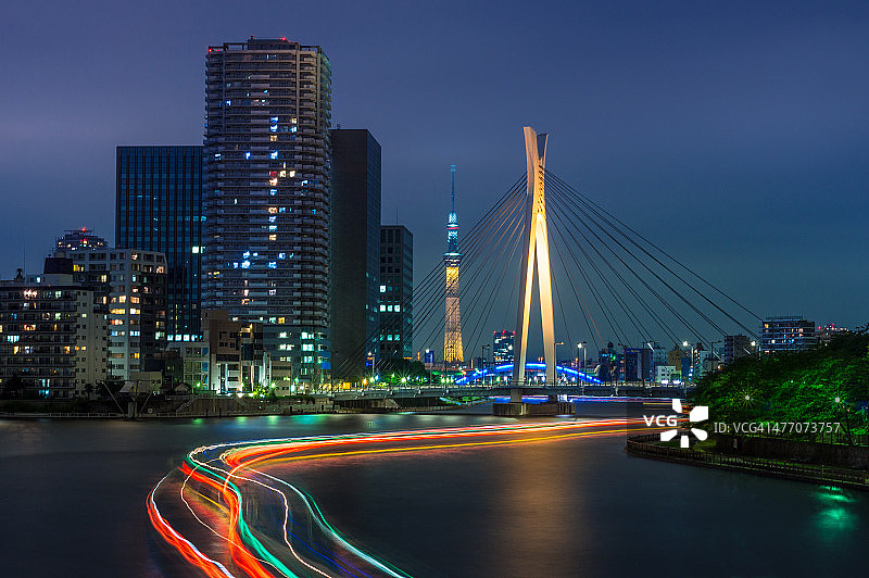 Sumida河上的灯光图片素材