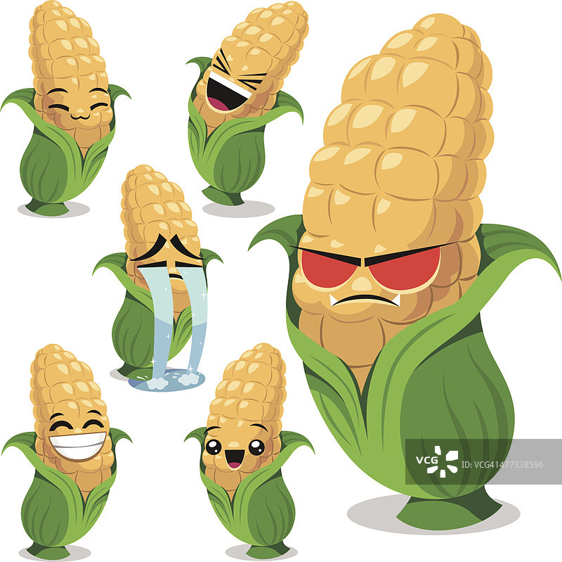 玉米卡通套装B图片素材