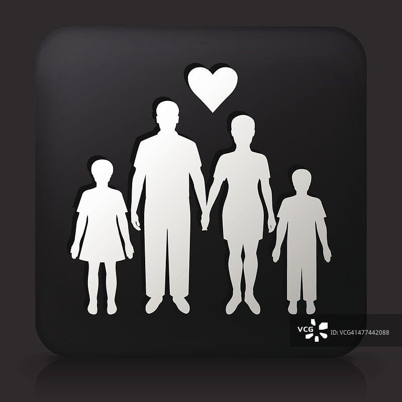 黑色方形按钮与大的家庭图标图片素材