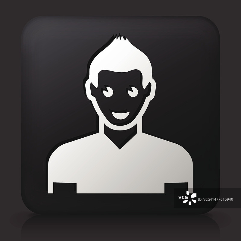 黑色方形按钮与男性脸图标图片素材