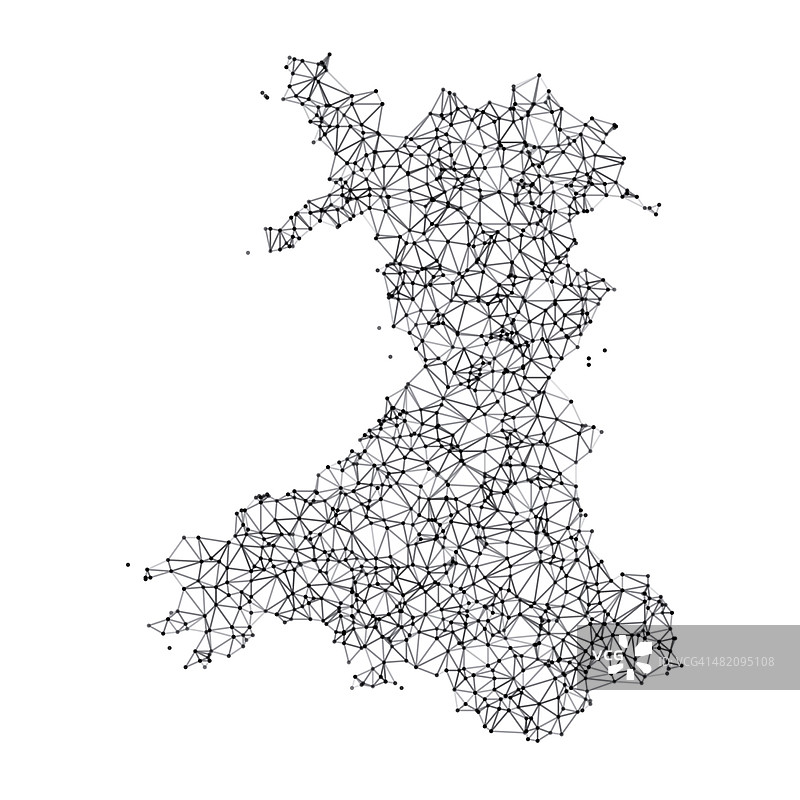 威尔士地图网络黑白地图图片素材