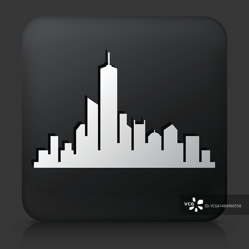 黑色方形按钮与城市景观图标图片素材