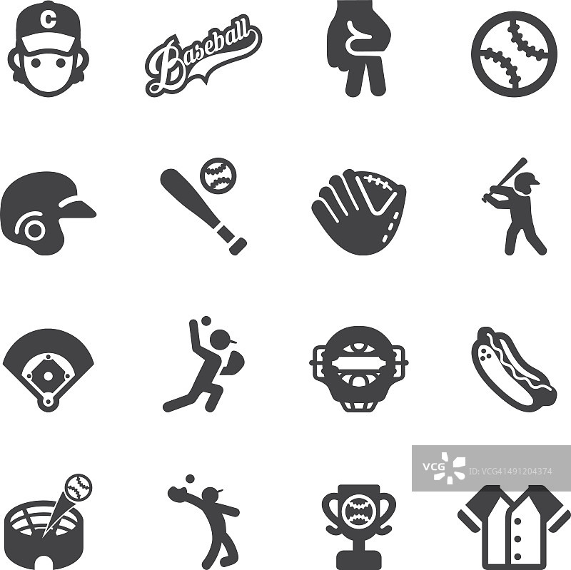棒球剪影图标| EPS10图片素材