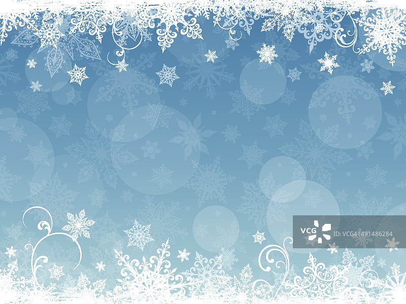 蓝色的圣诞框架-雪花图片素材