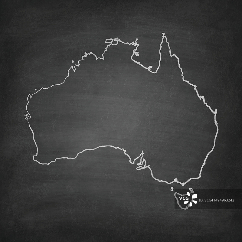 澳大利亚地图在黑板上-黑板图片素材