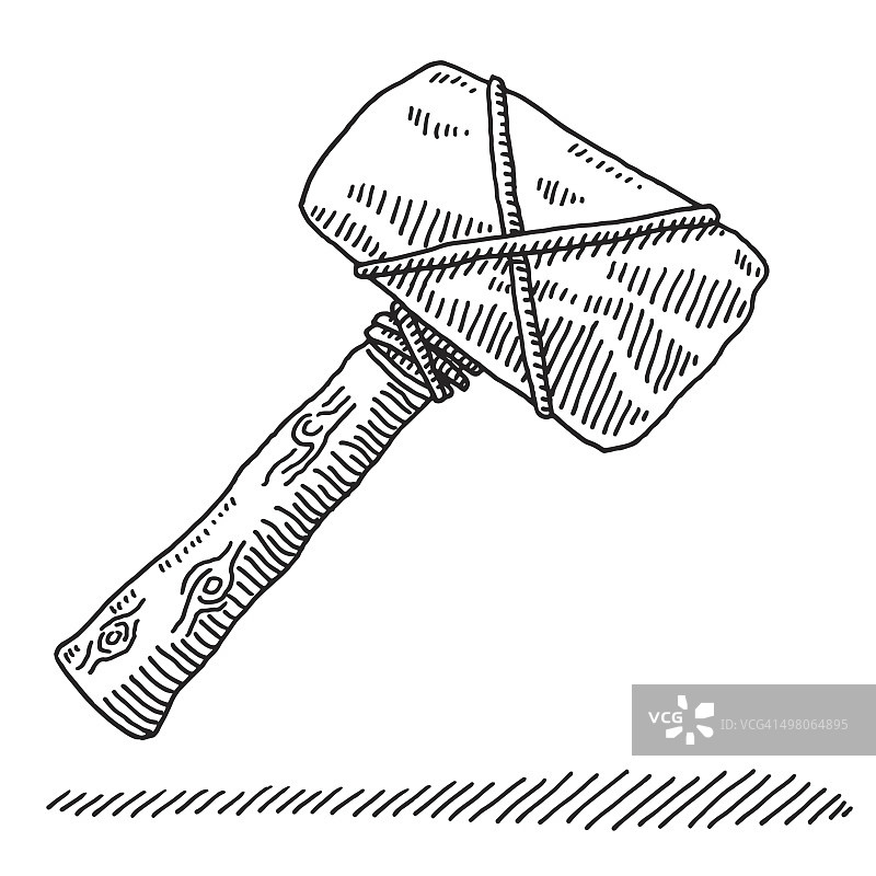 石器时代的工具锤绘图图片素材
