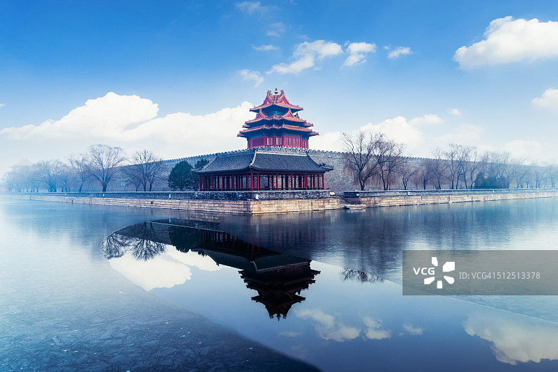 中国北京，位于紫禁城外护城河的一角。图片素材