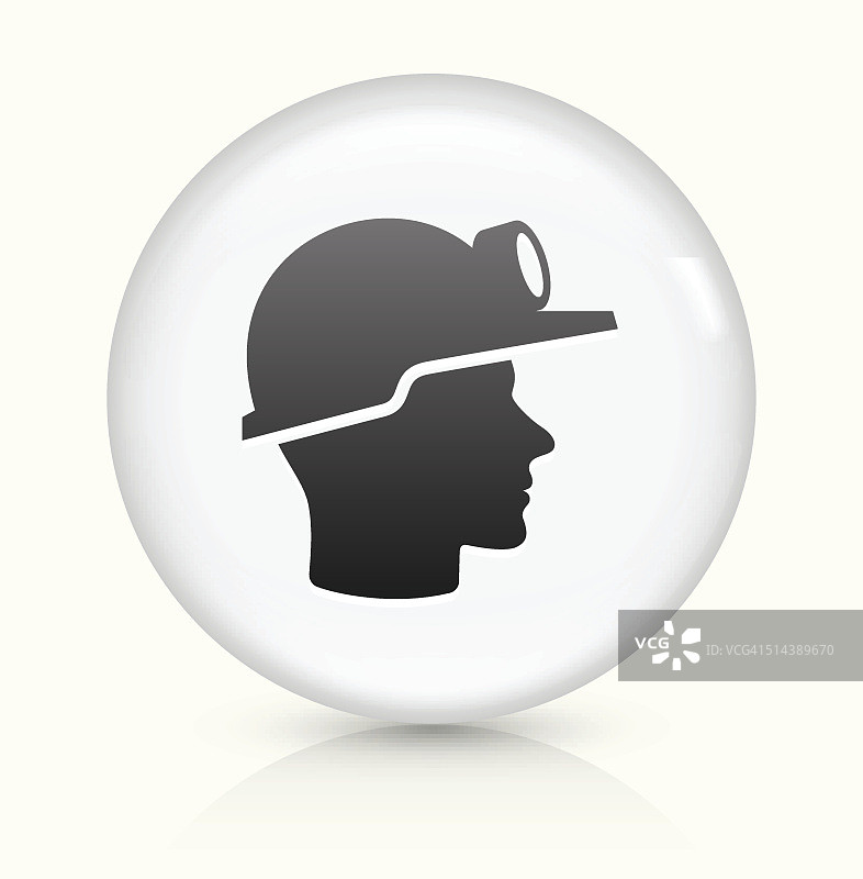 矿工的脸图标上白色的圆形矢量按钮图片素材