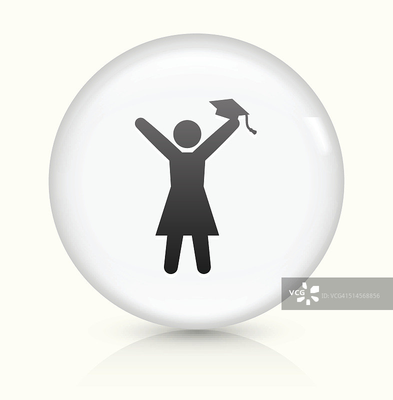 毕业女孩图标上白色的圆形矢量按钮图片素材
