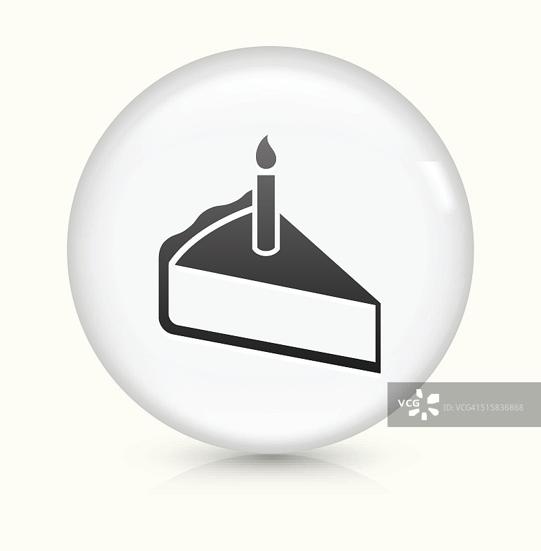 生日蛋糕切片图标上的白色圆形矢量按钮图片素材
