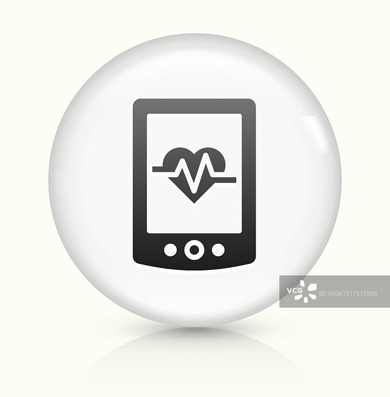 电话和心跳图标上的白色圆形矢量按钮图片素材