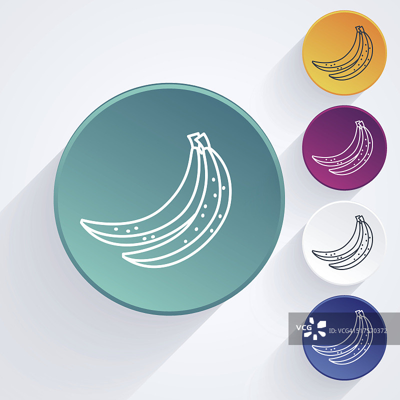 圆水果细线艺术图标集-香蕉图片素材