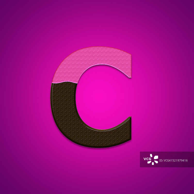C巧克力糖果字母孤立在粉红色的背景图片素材