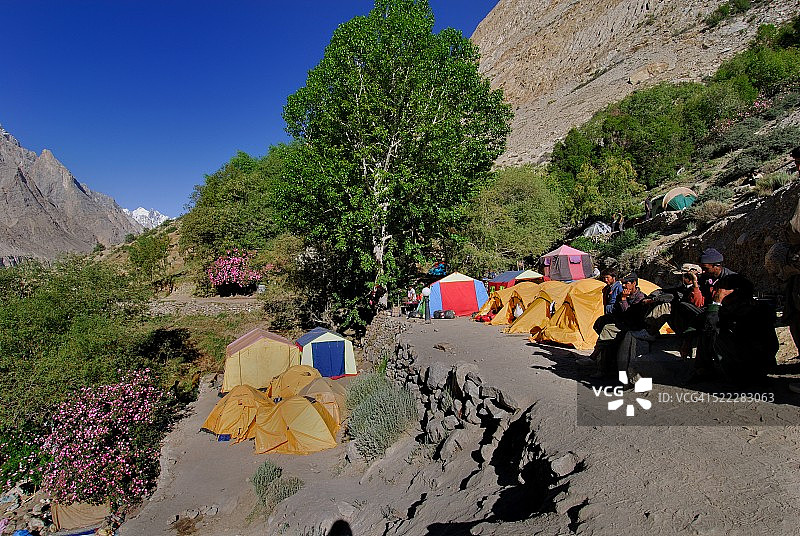 Paiju营地，K2徒步巴基斯坦图片素材