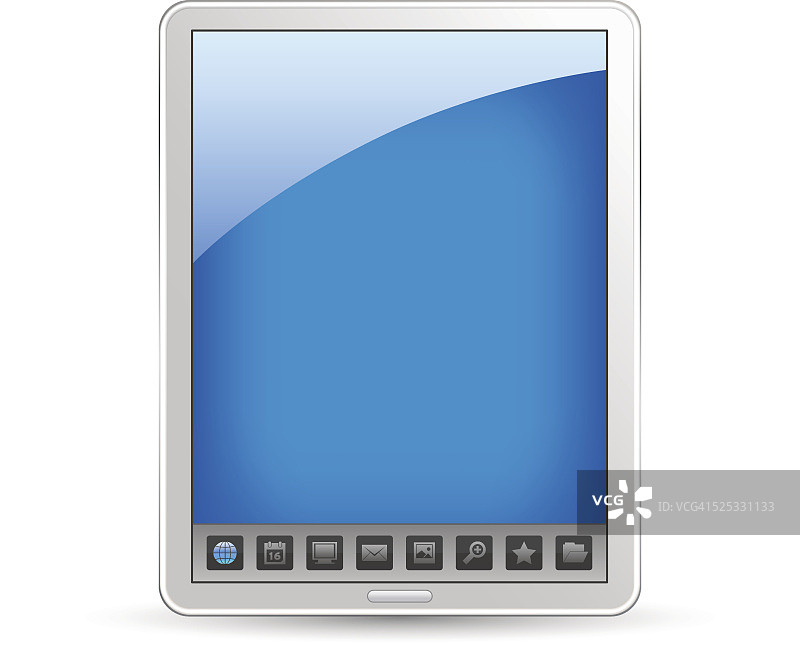平板电脑与图标工具栏上的白色背景图片素材